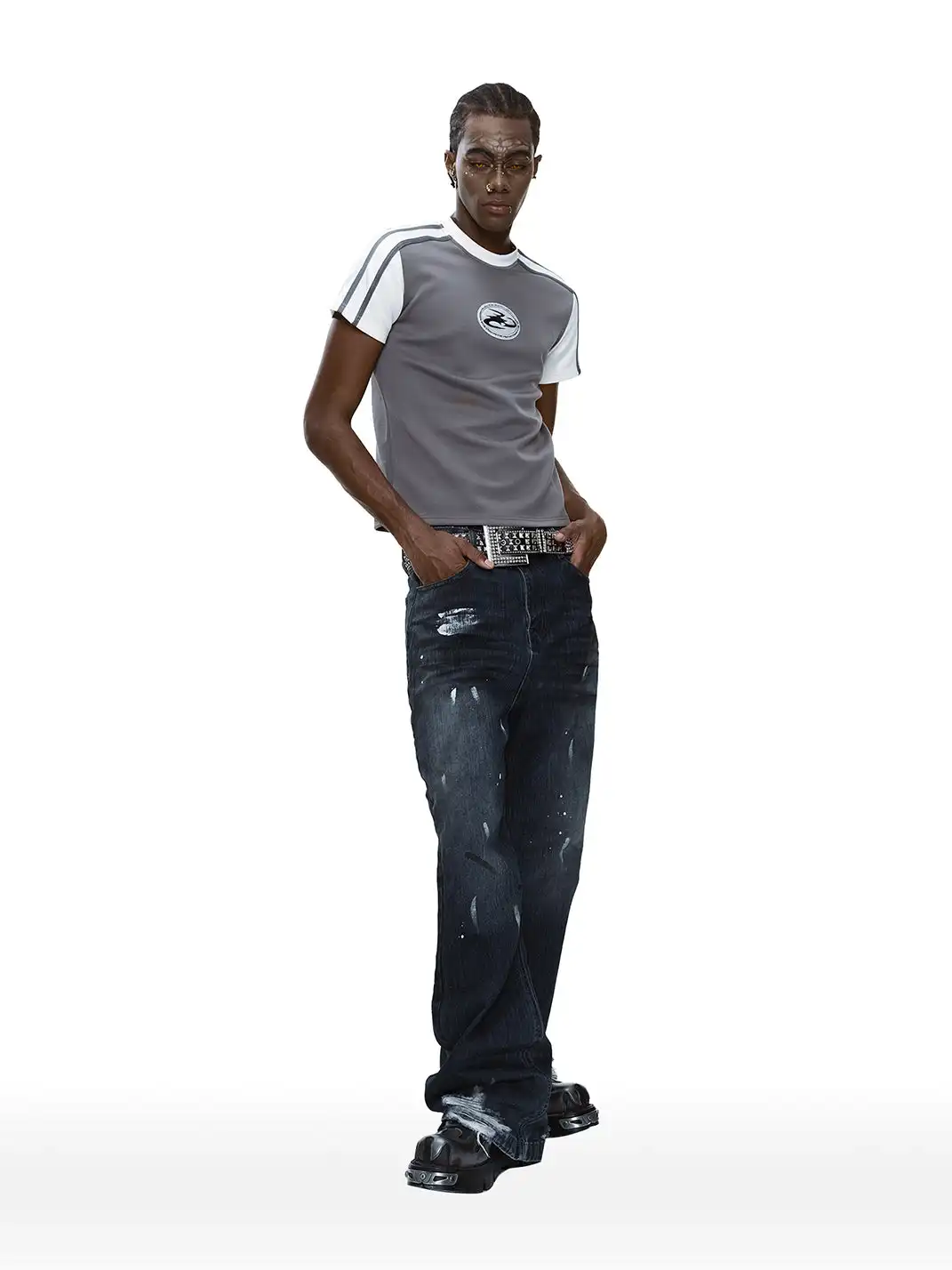 CYCYCY | Dirty Ripped Jeans With Ink Splatter