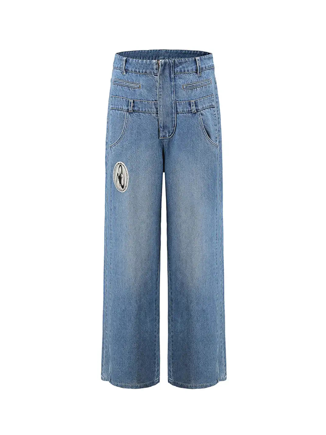 CYCYCY | Distressed Double-Waisted Deconstructed Patchwork Jeans
