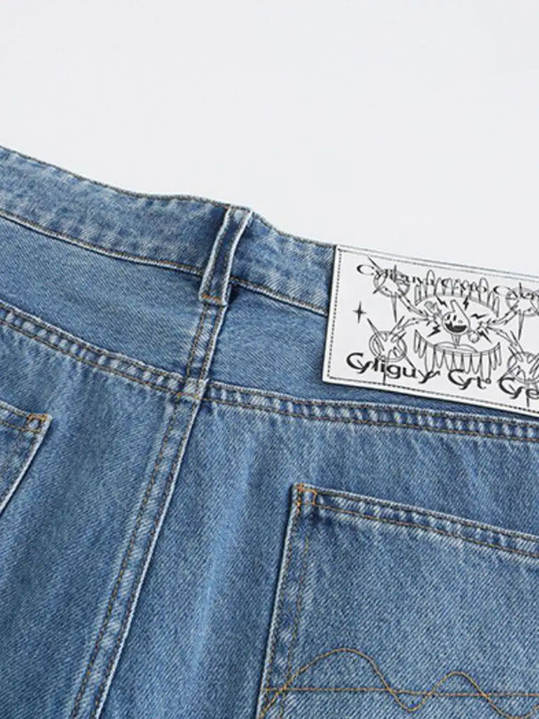 CYCYCY | Distressed Double-Waisted Deconstructed Patchwork Jeans
