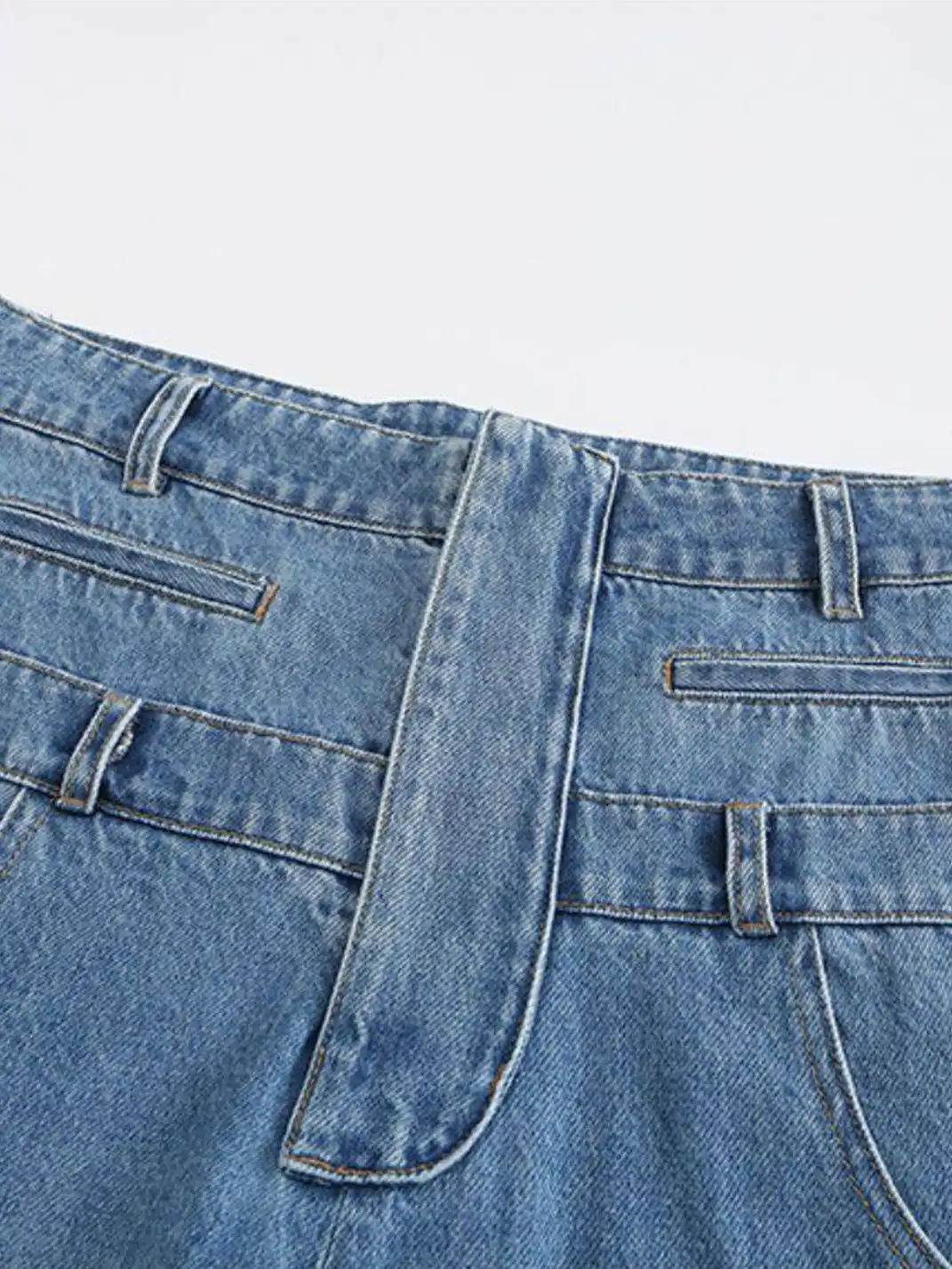 CYCYCY | Distressed Double-Waisted Deconstructed Patchwork Jeans