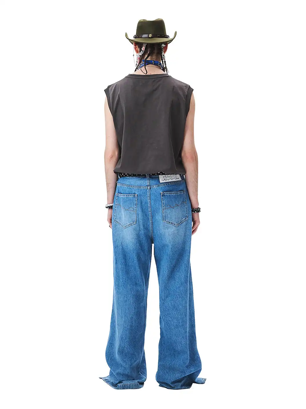 CYCYCY | Distressed Double-Waisted Deconstructed Patchwork Jeans