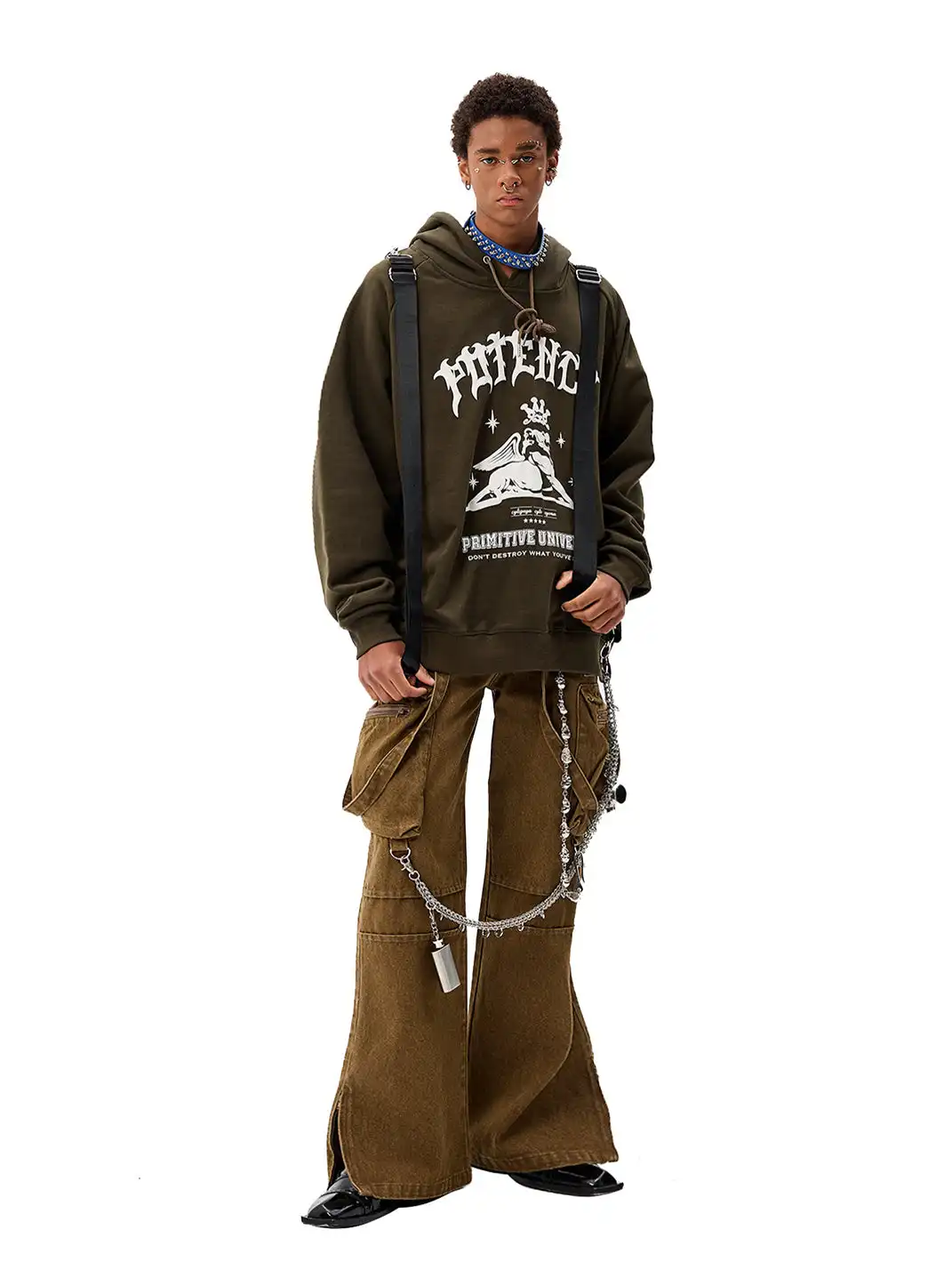 CYCYCY | Military Green Detachable Suspender Hoodie