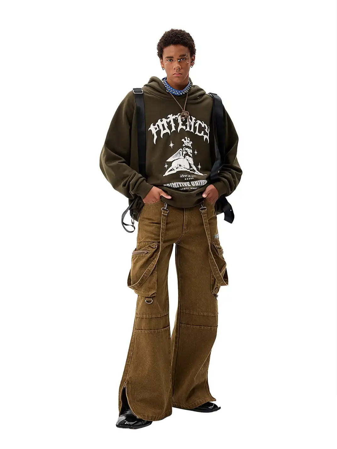 CYCYCY | Military Green Detachable Suspender Hoodie