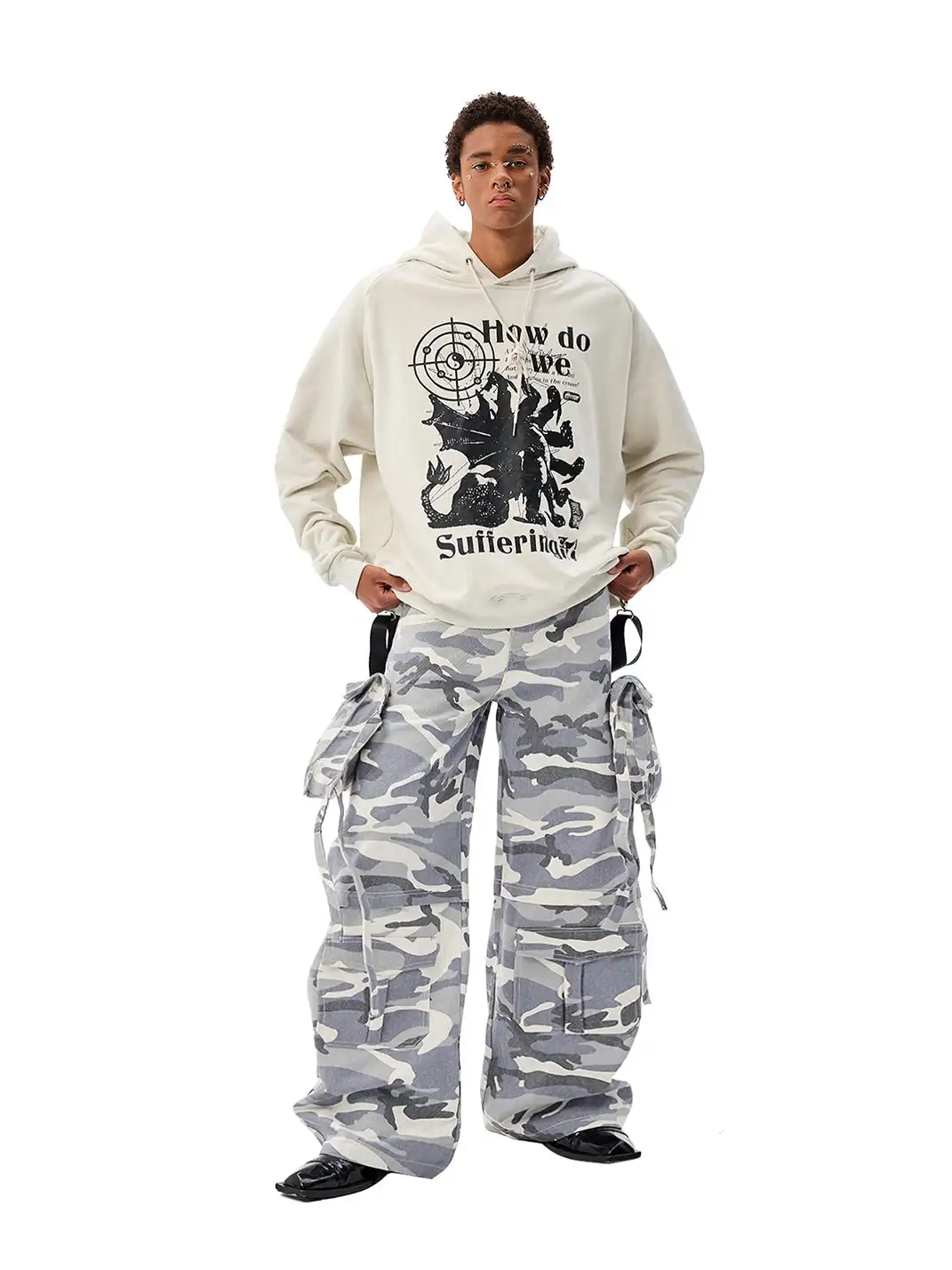 CYCYCY | Tai Chi Dragon Embroidered Detachable Overalls Hooded Sweatshirt