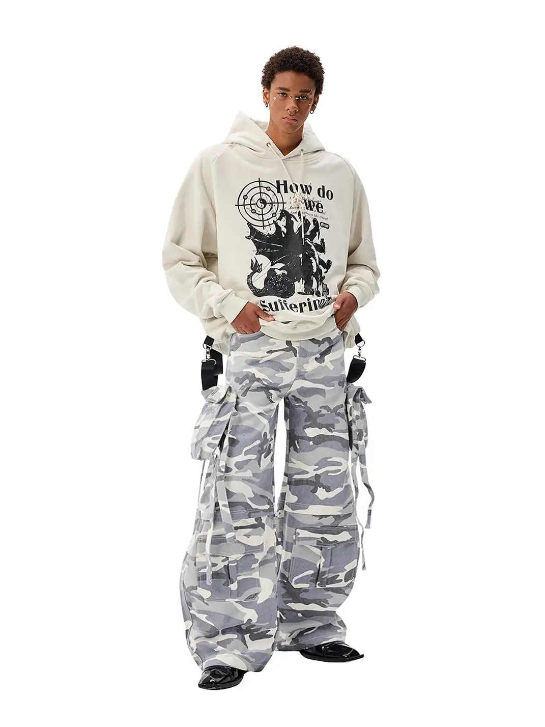 CYCYCY | Tai Chi Dragon Embroidered Detachable Overalls Hooded Sweatshirt