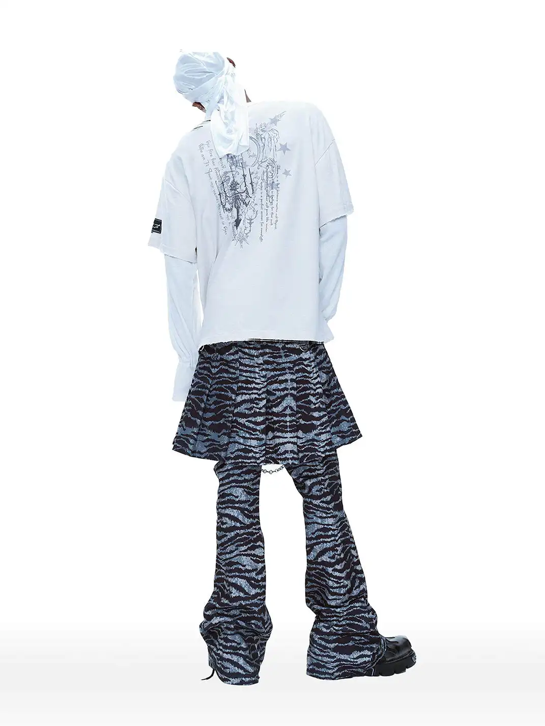 CYCYCY | Punk Tiger Print Two-Piece Detachable Flared Skirt Pants