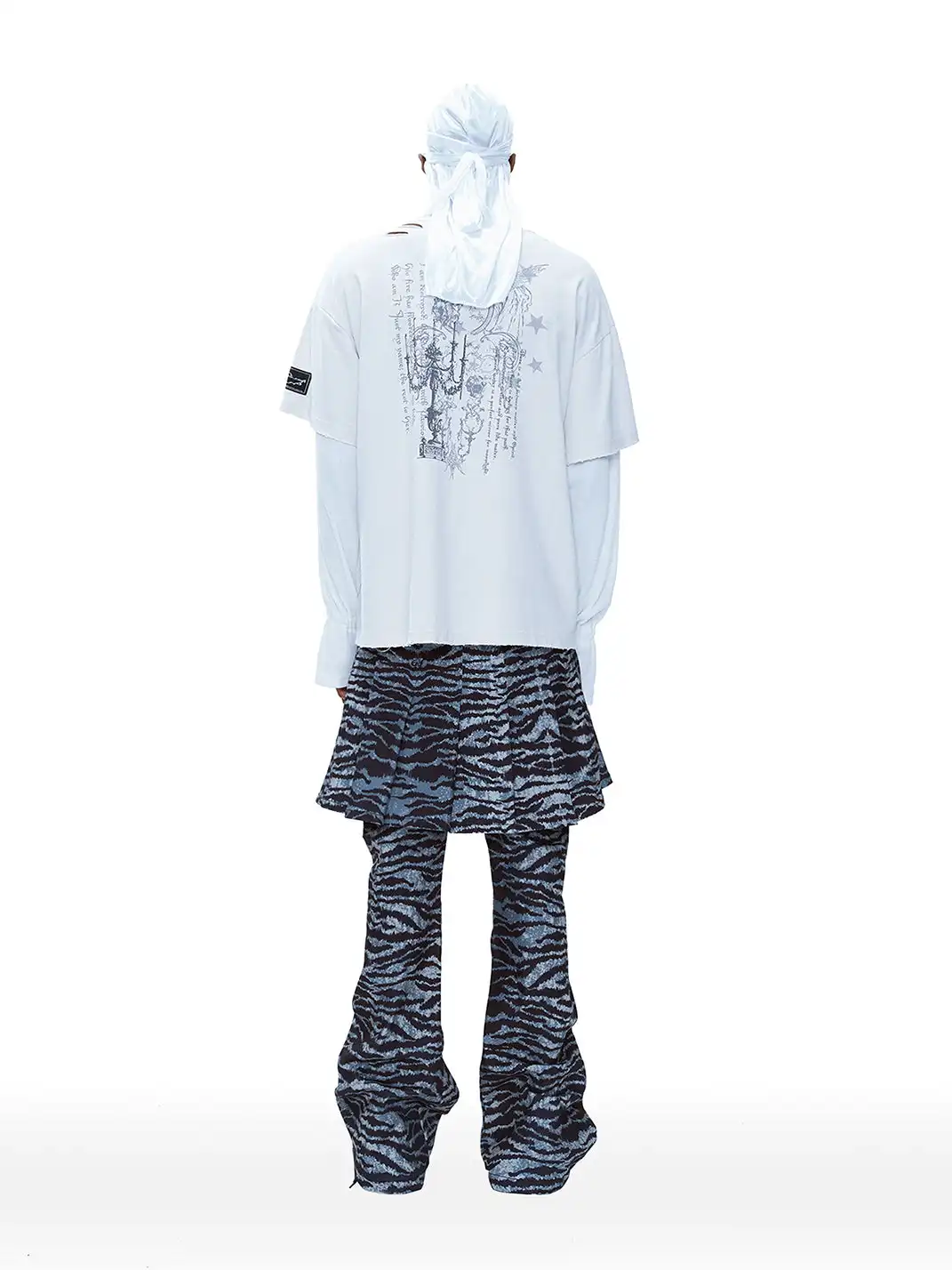 CYCYCY | Punk Tiger Print Two-Piece Detachable Flared Skirt Pants