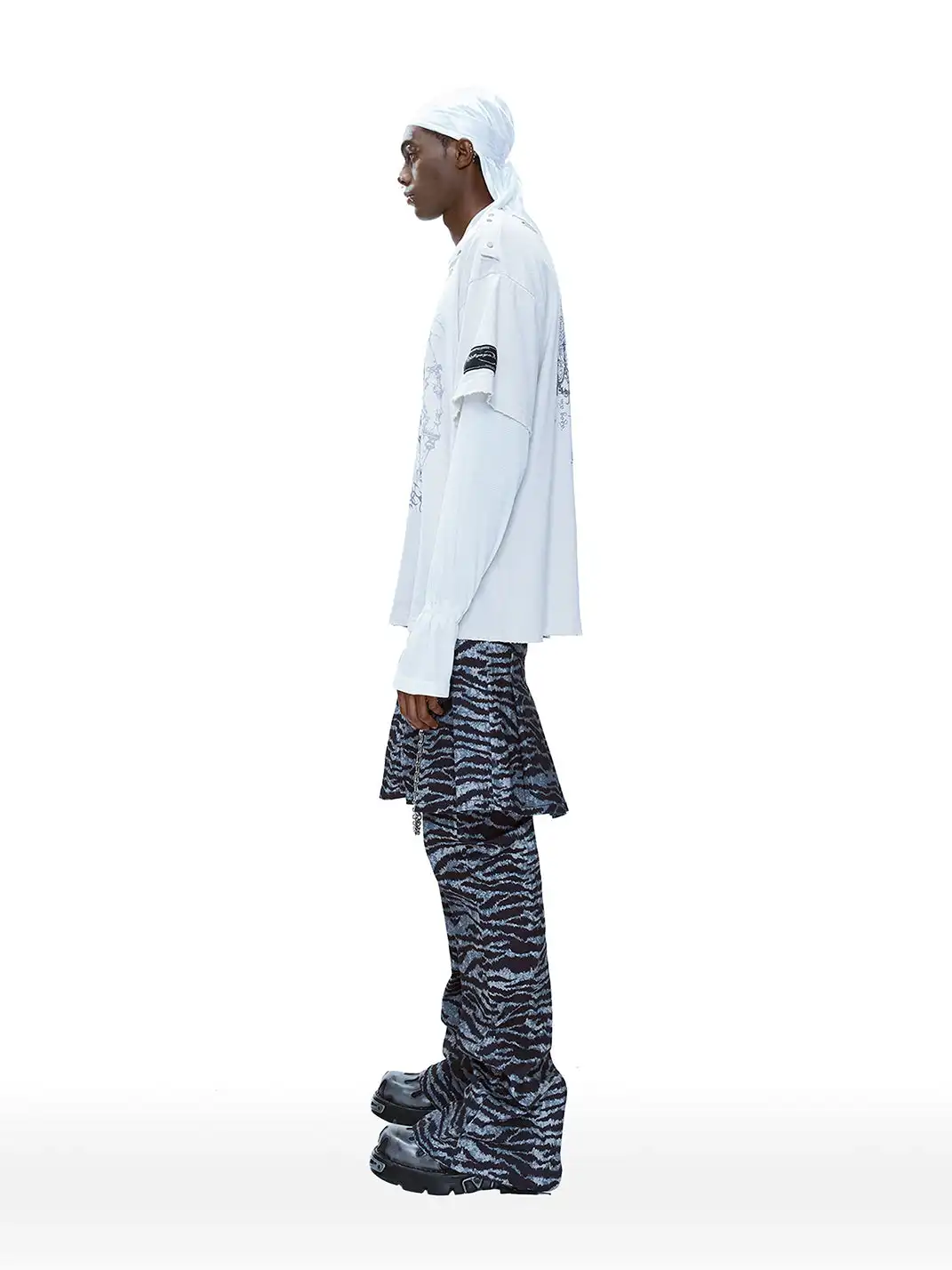 CYCYCY | Punk Tiger Print Two-Piece Detachable Flared Skirt Pants
