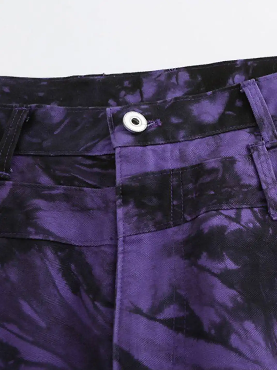 CYCYCY | Purple And Black Tie-Dye Patchwork Embroidered Jeans