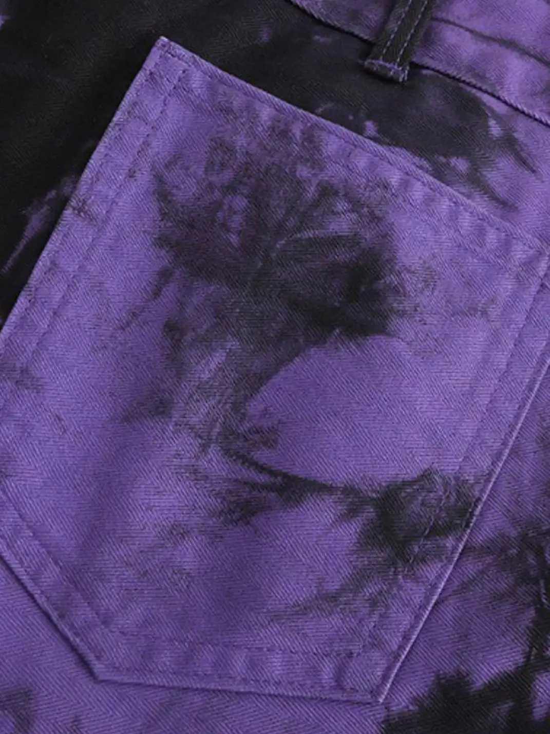 CYCYCY | Purple And Black Tie-Dye Patchwork Embroidered Jeans