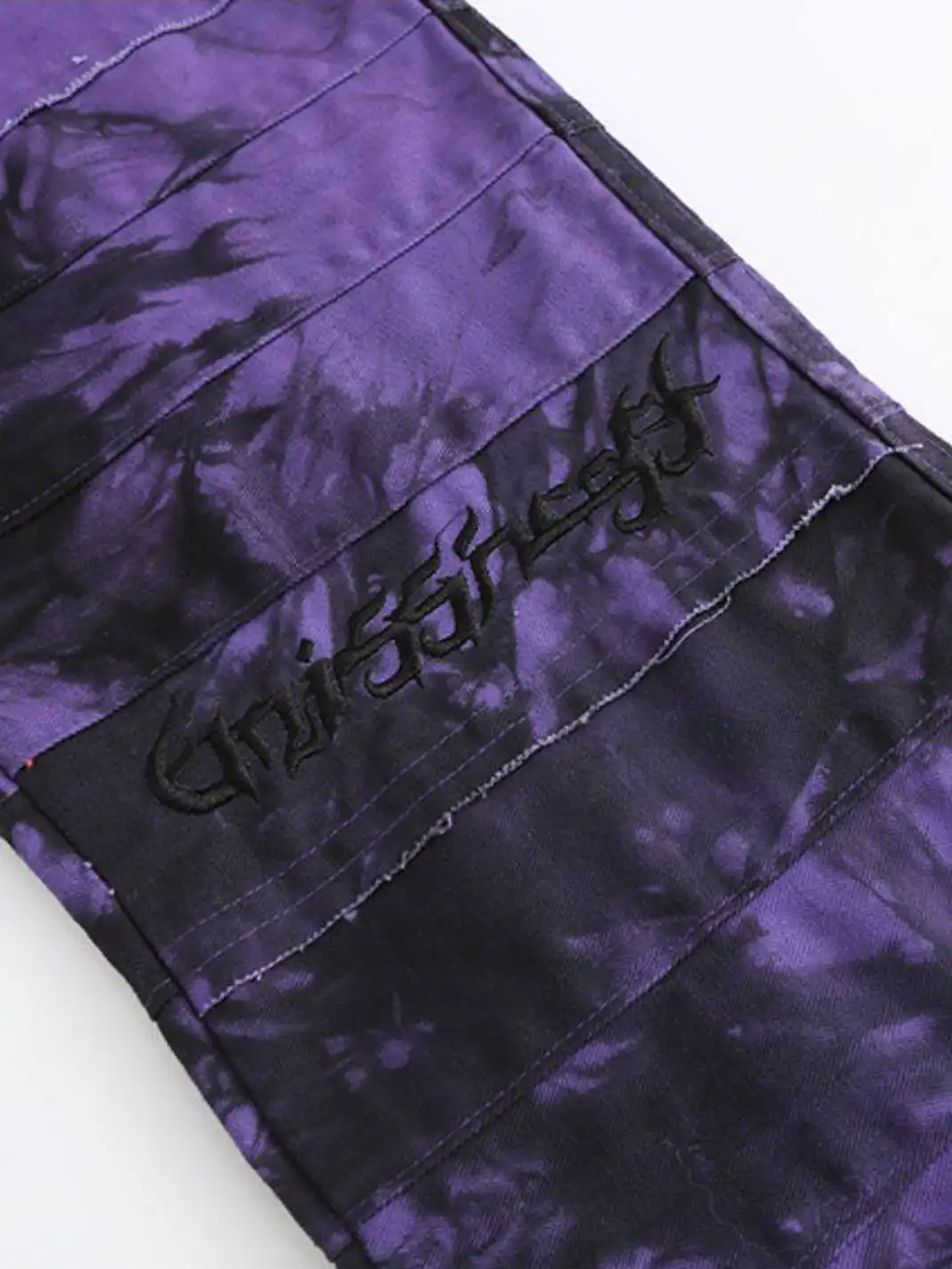 CYCYCY | Purple And Black Tie-Dye Patchwork Embroidered Jeans