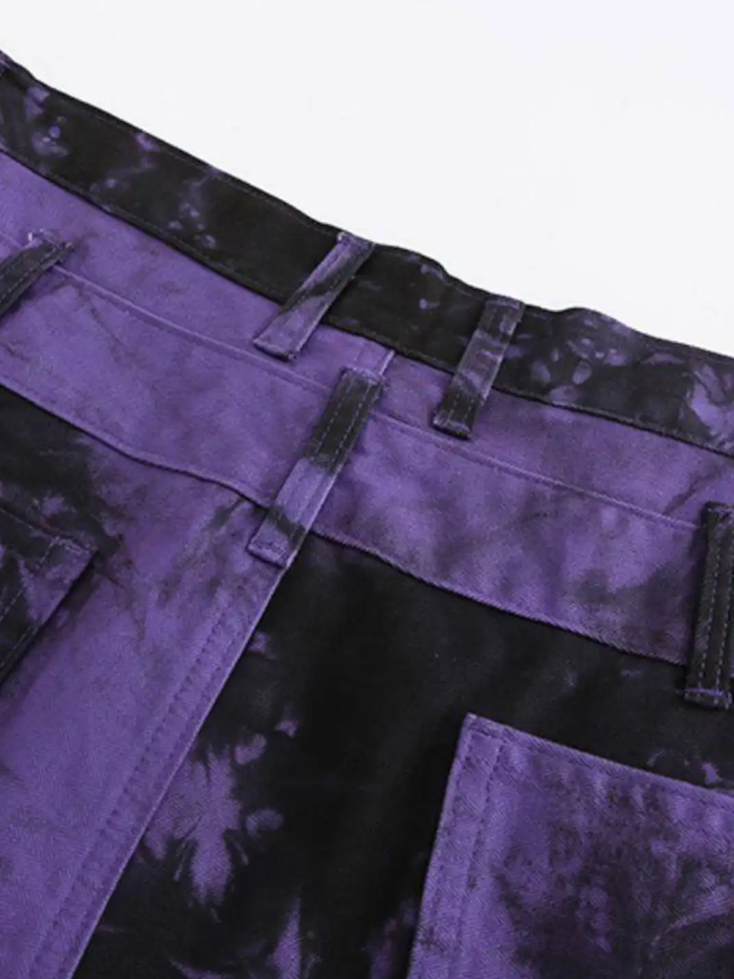 CYCYCY | Purple And Black Tie-Dye Patchwork Embroidered Jeans