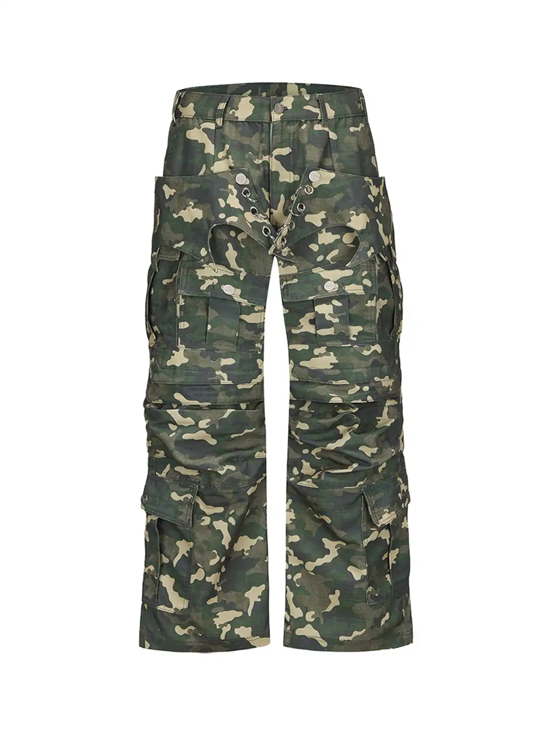 CYCYCY | Camouflage Rivet Detachable Wings Work Pants