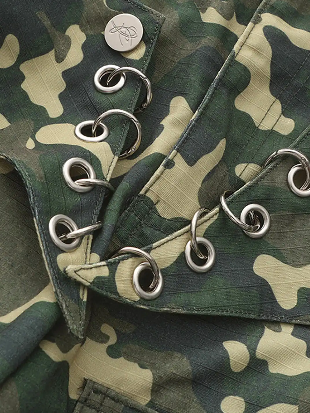 CYCYCY | Camouflage Rivet Detachable Wings Work Pants