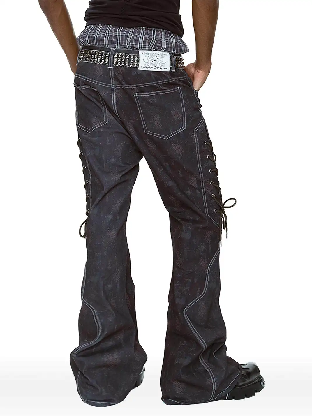 CYCYCY | Diamond-Studded Square Buckle Belt With Rhombus Rivets
