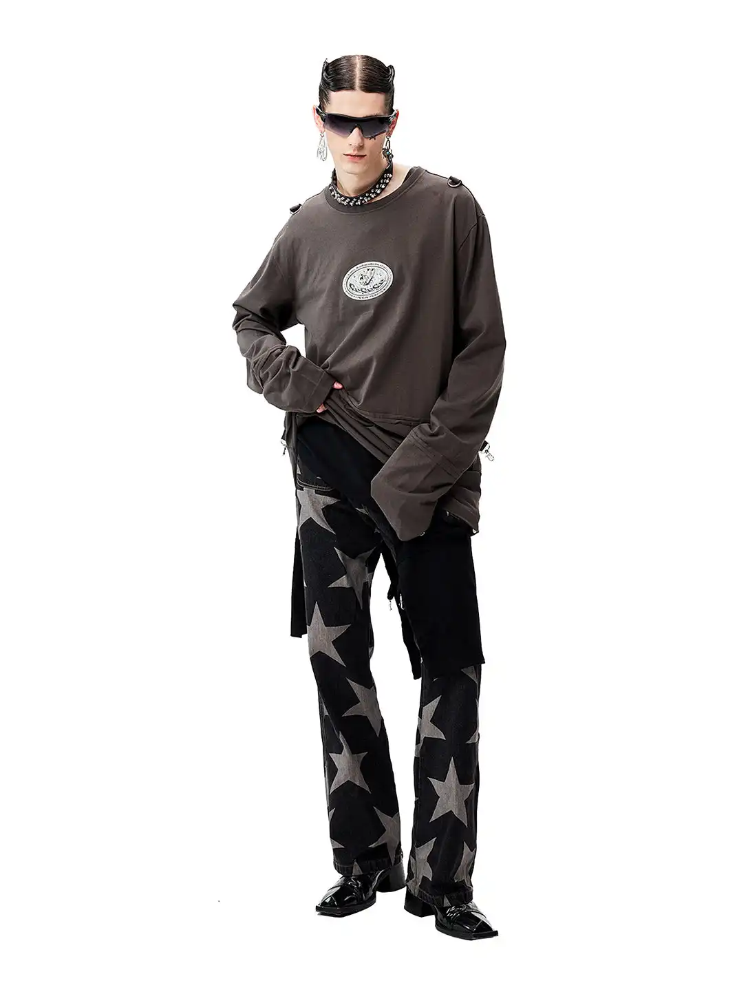 CYCYCY | Deconstructed Patchwork Reflective Long-Sleeved Shirt