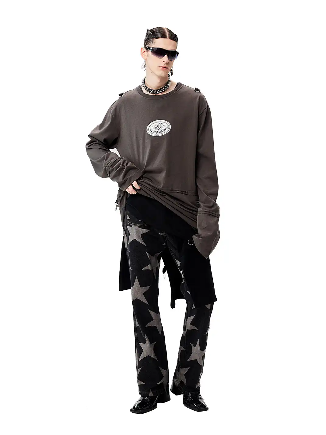 CYCYCY | Deconstructed Patchwork Reflective Long-Sleeved Shirt
