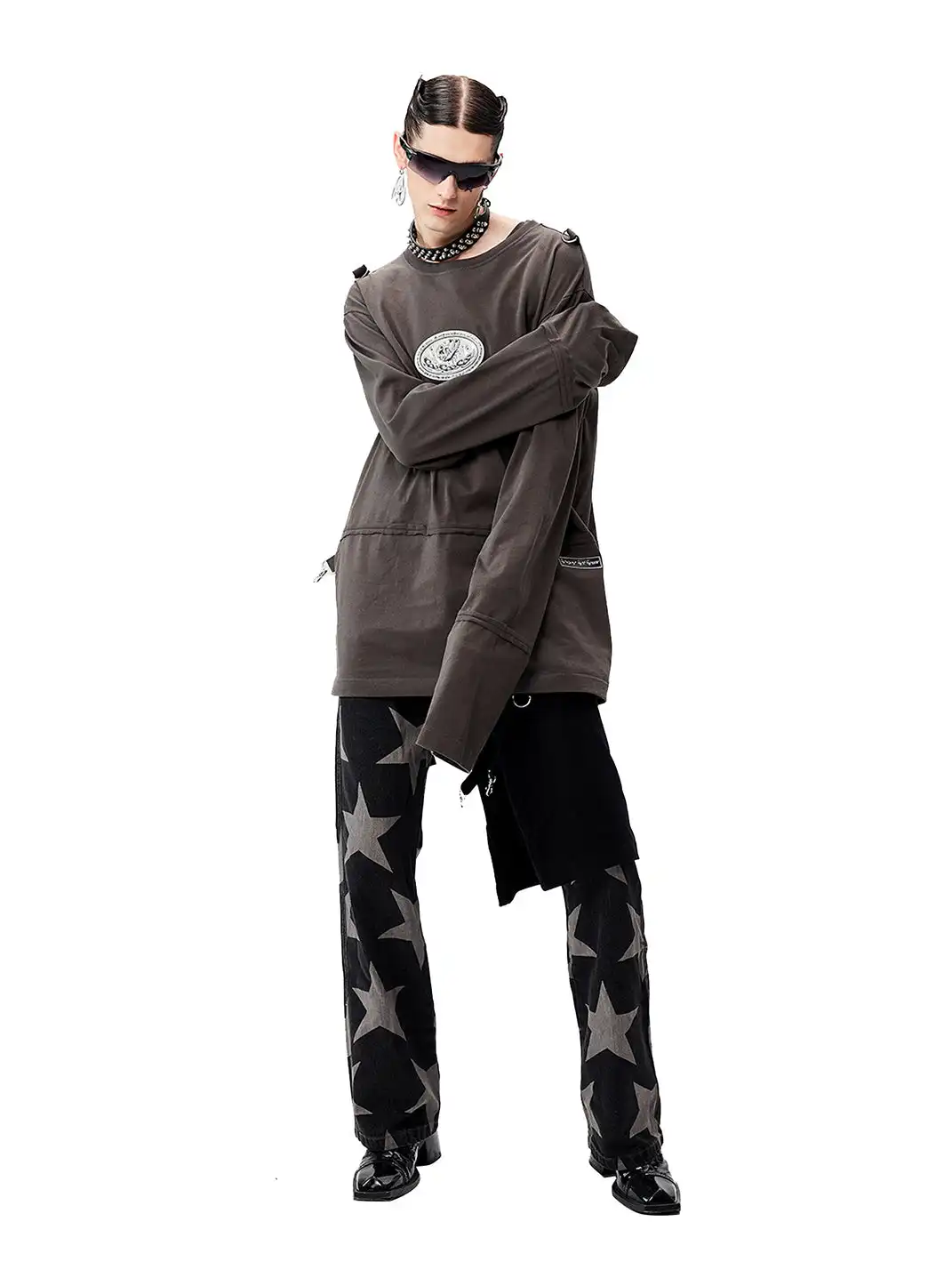 CYCYCY | Deconstructed Patchwork Reflective Long-Sleeved Shirt