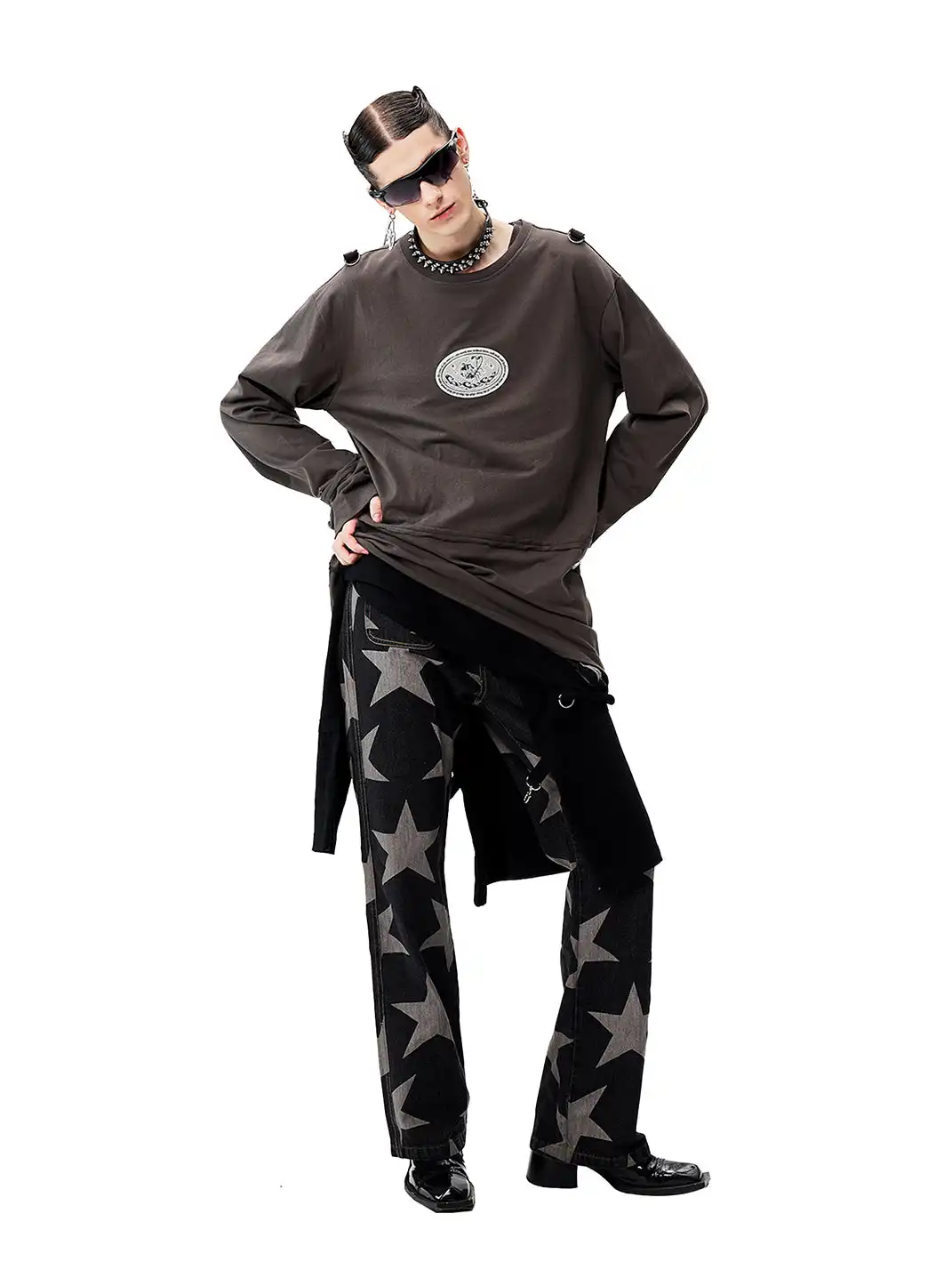 CYCYCY | Deconstructed Patchwork Reflective Long-Sleeved Shirt