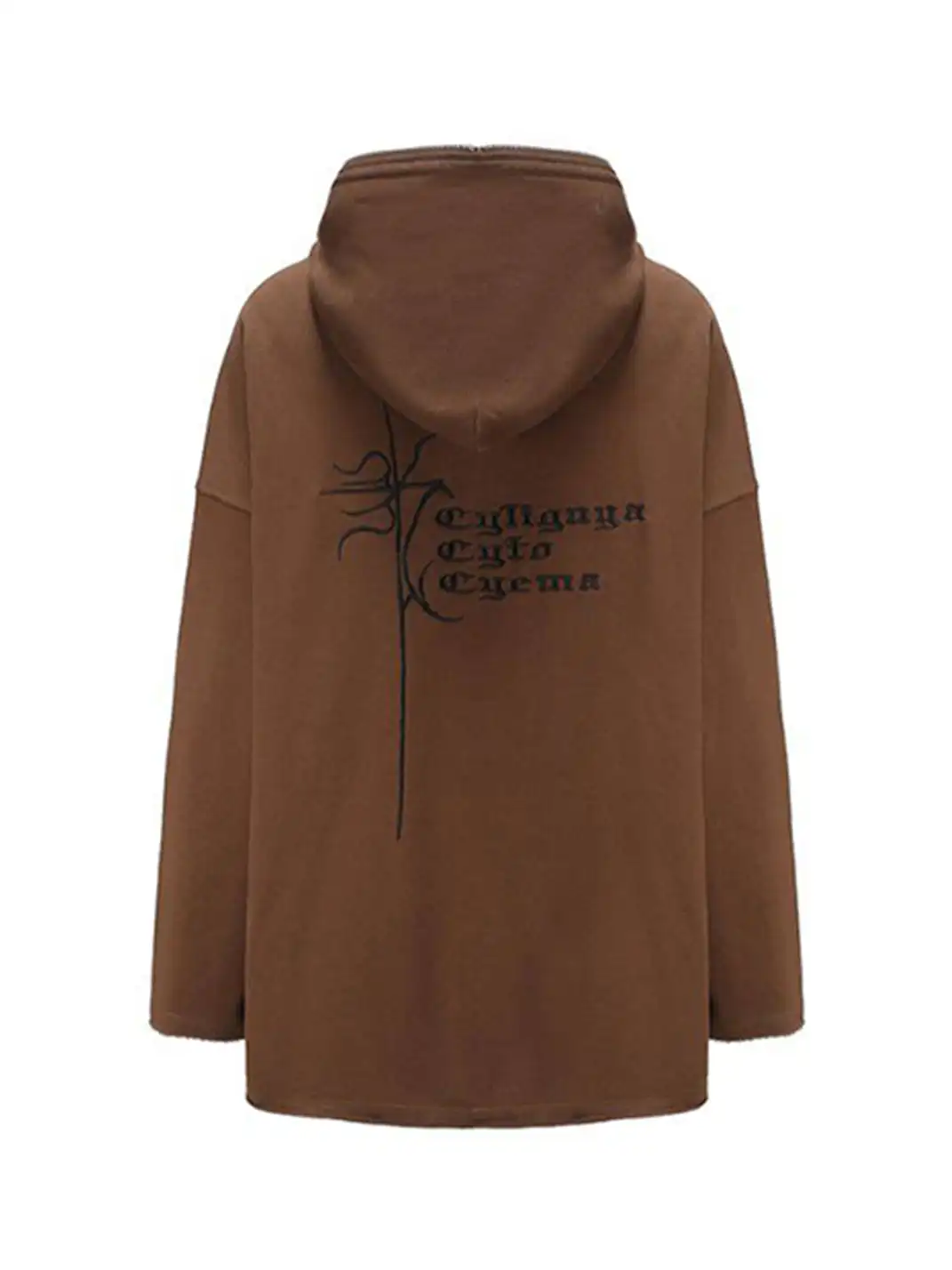 CYCYCY | Totem Embroidery Print Distressed Patchwork Hoodie
