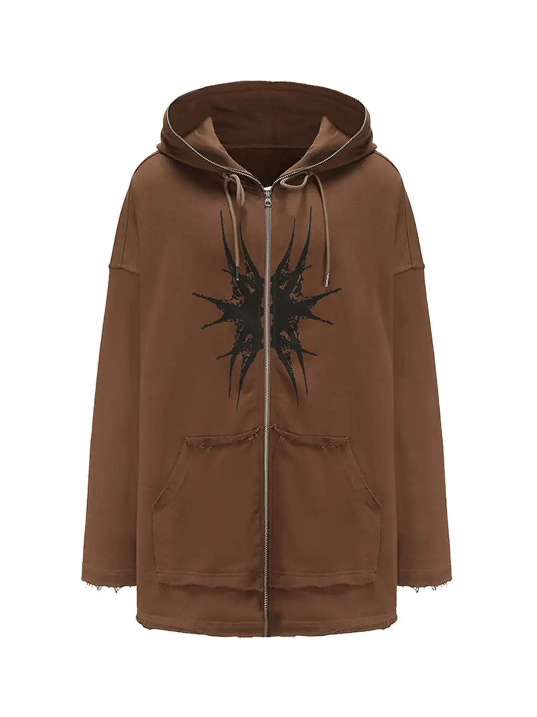 CYCYCY | Totem Embroidery Print Distressed Patchwork Hoodie