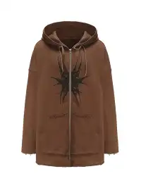 CYCYCY | Totem Embroidery Print Distressed Patchwork Hoodie
