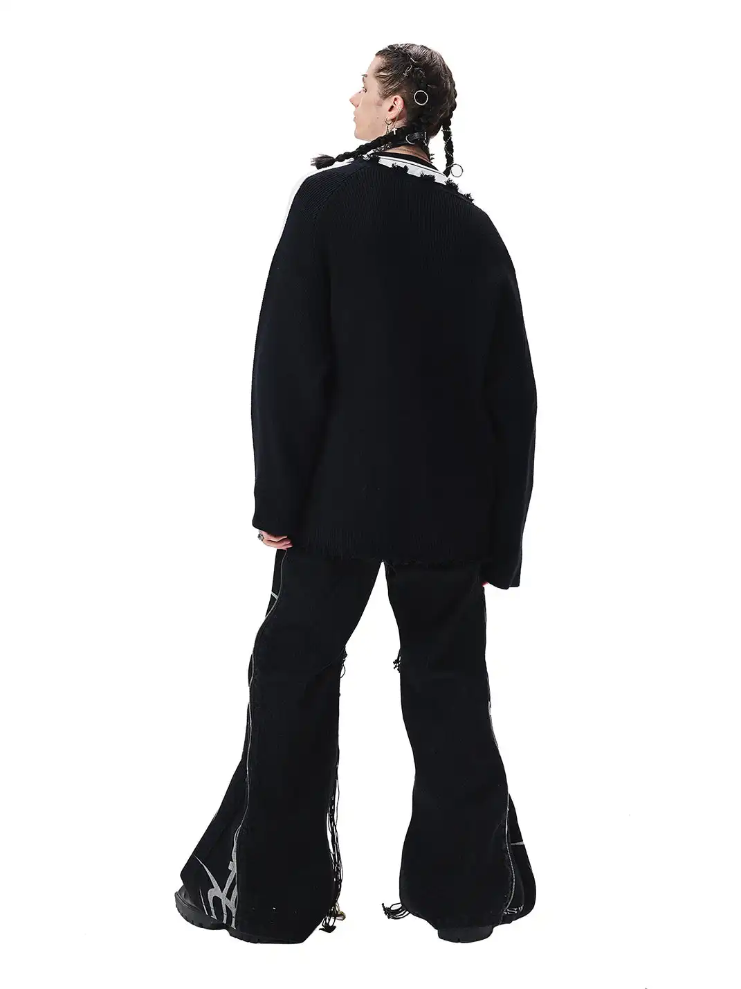 CYCYCY | Punk Ripped Retro Color-Blocked Sweater