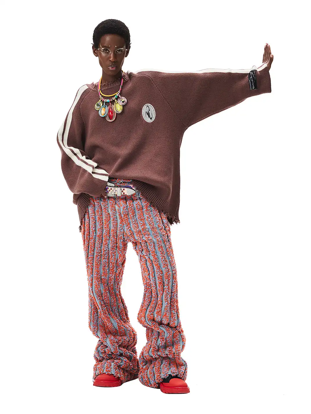 CYCYCY | Punk Ripped Retro Color-Blocked Sweater