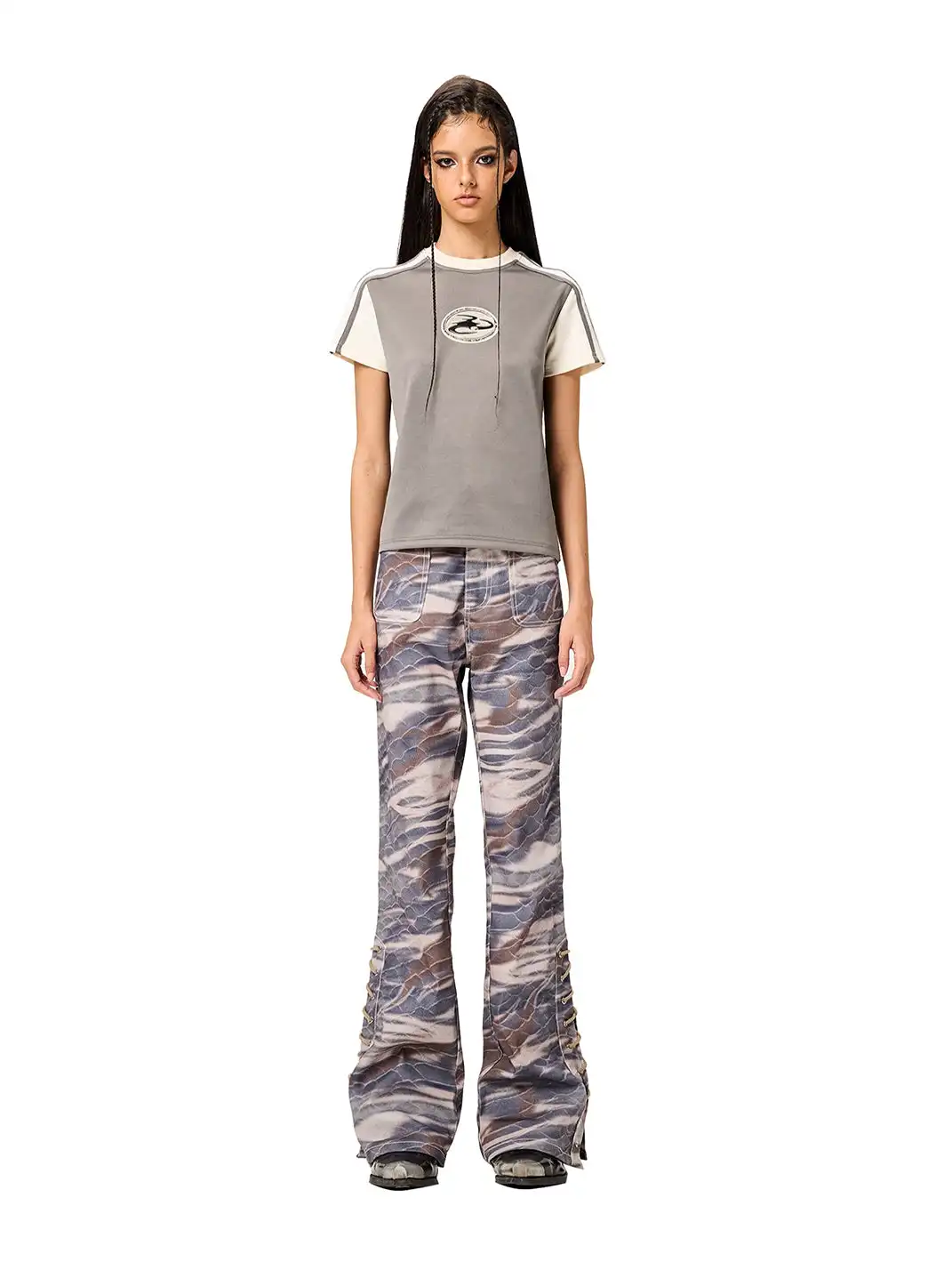 CYCYCY | Retro Tiger Stripe Camouflage Drawstring Adjustable Jeans