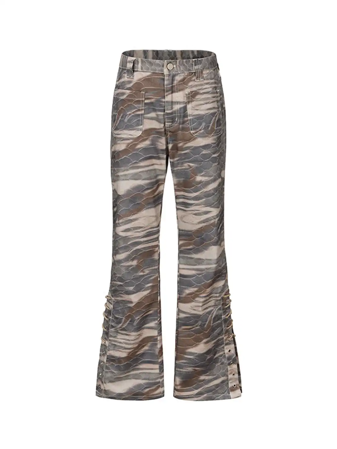 CYCYCY | Retro Tiger Stripe Camouflage Drawstring Adjustable Jeans