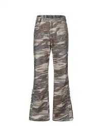 CYCYCY | Retro Tiger Stripe Camouflage Drawstring Adjustable Jeans