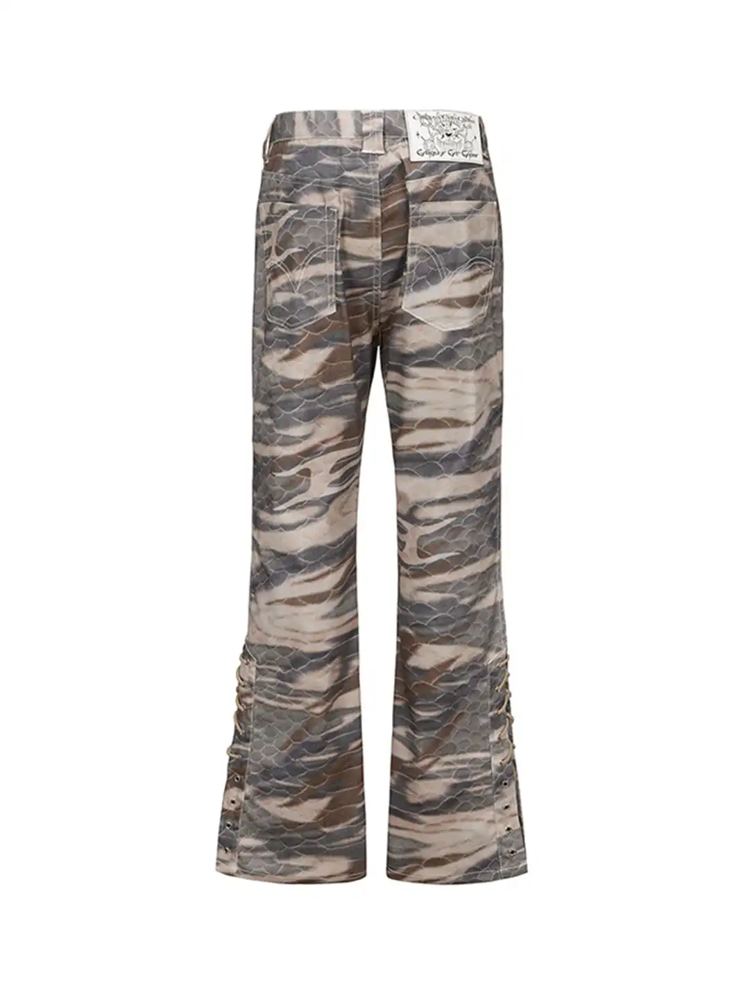 CYCYCY | Retro Tiger Stripe Camouflage Drawstring Adjustable Jeans