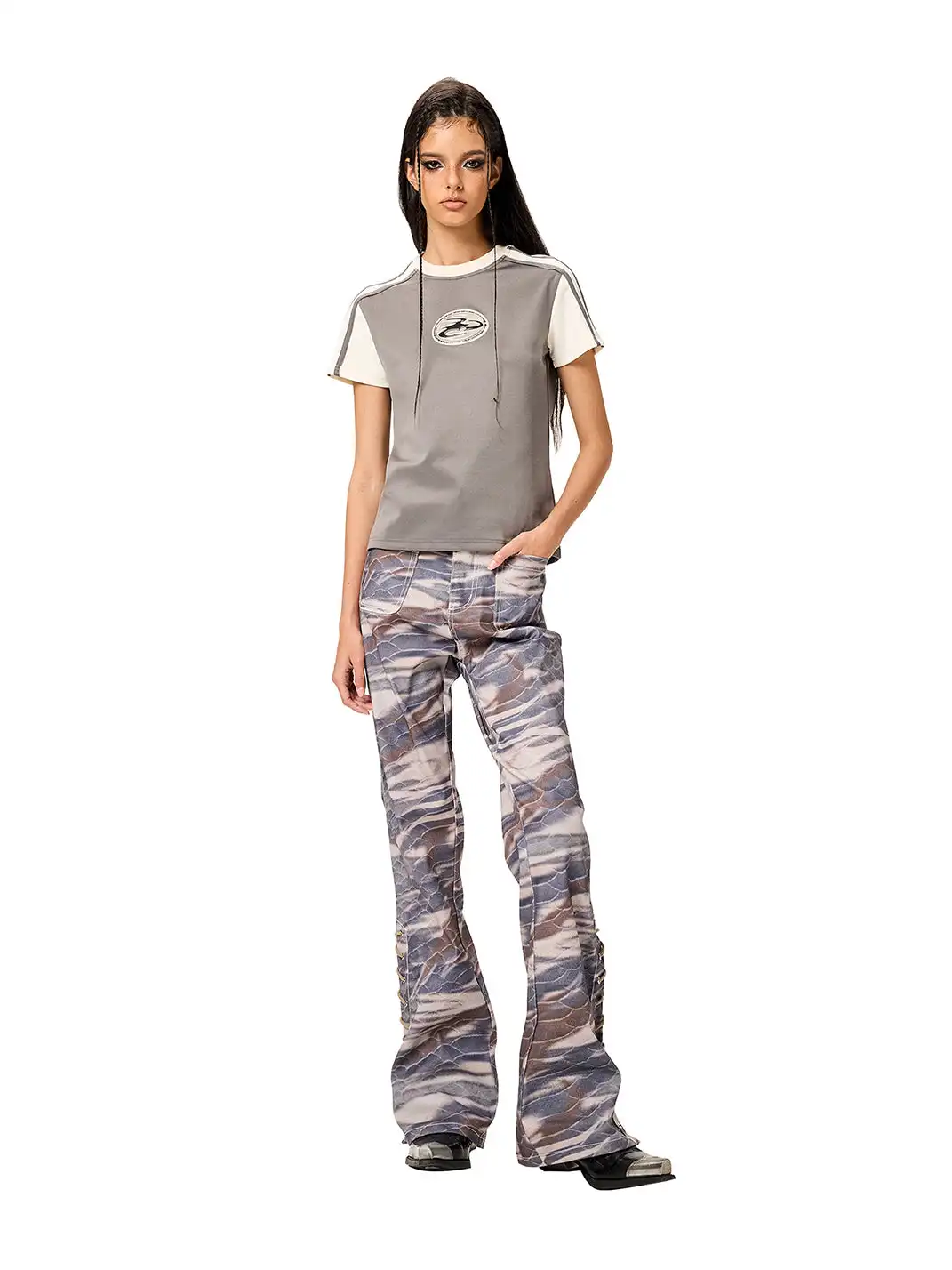 CYCYCY | Retro Tiger Stripe Camouflage Drawstring Adjustable Jeans