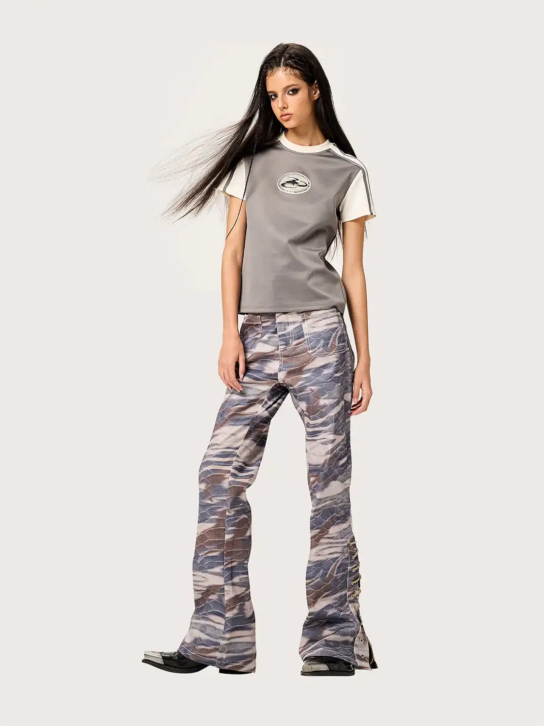 CYCYCY | Retro Tiger Stripe Camouflage Drawstring Adjustable Jeans