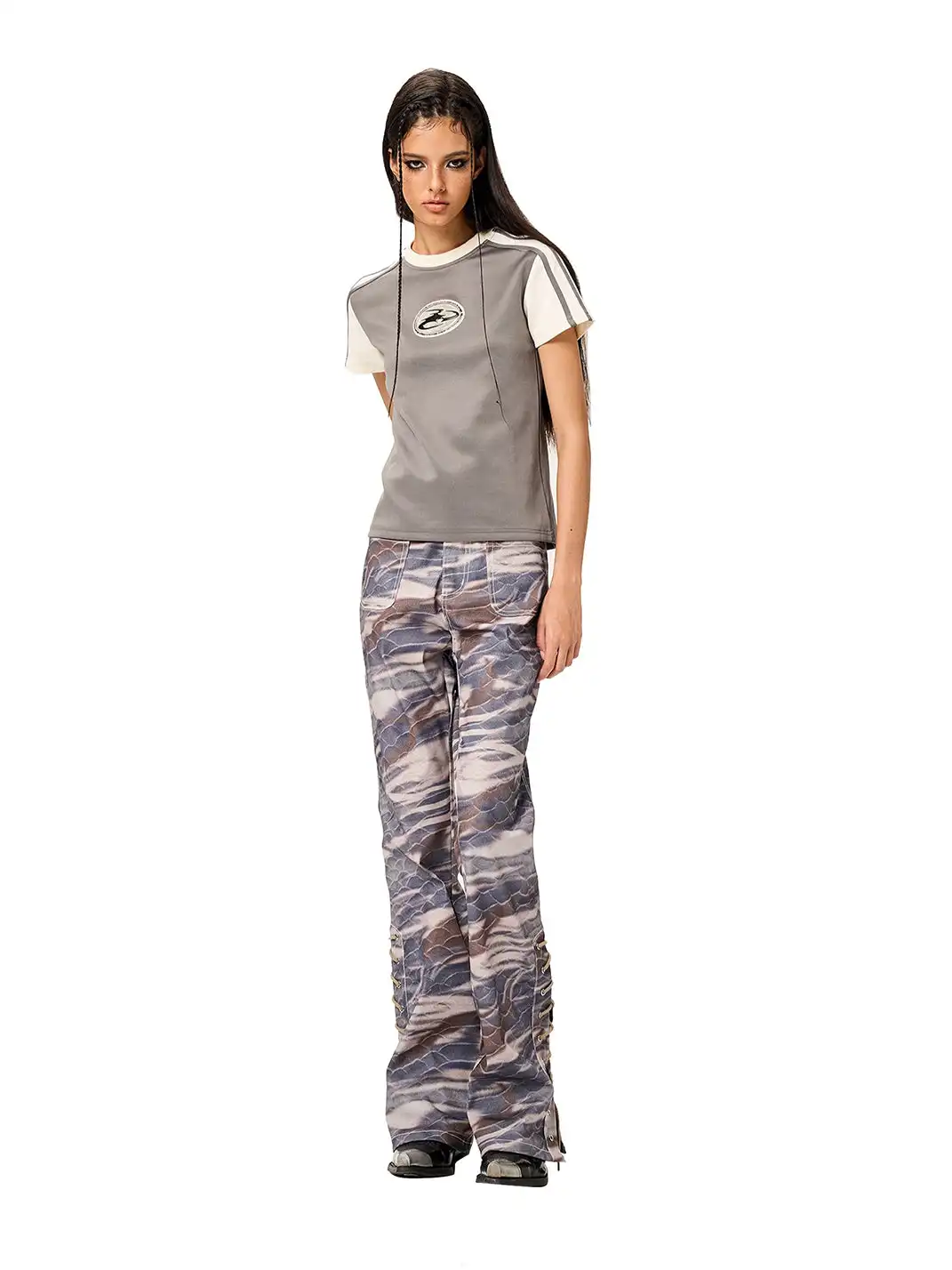CYCYCY | Retro Tiger Stripe Camouflage Drawstring Adjustable Jeans