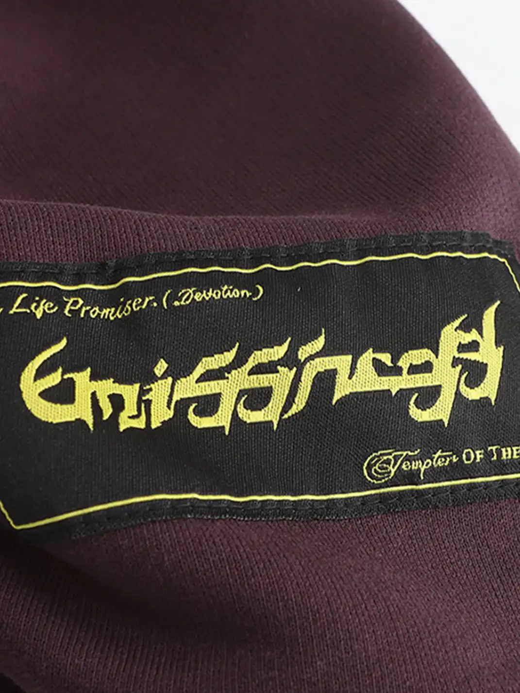 CYCYCY | Retro Burgundy Print Drawstring Hooded Sweatshirt