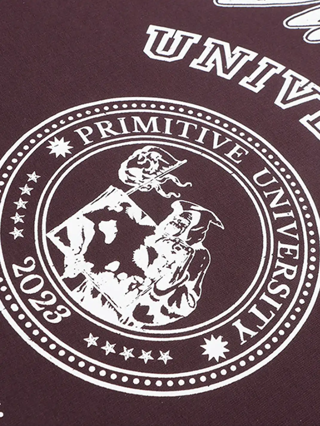 CYCYCY | Retro Burgundy Print Drawstring Hooded Sweatshirt