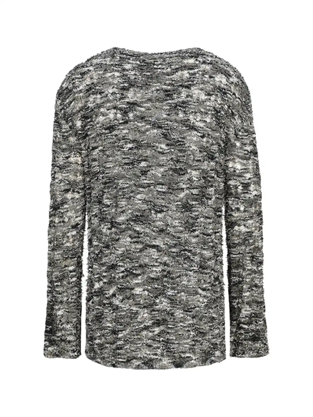 CYCYCY | Punk Gray Fishnet Openwork Ripped Knit Sweater