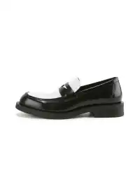 CYCYCY | Retro Square-Toe Crocodile-Patterned Patchwork Loafers-Black White