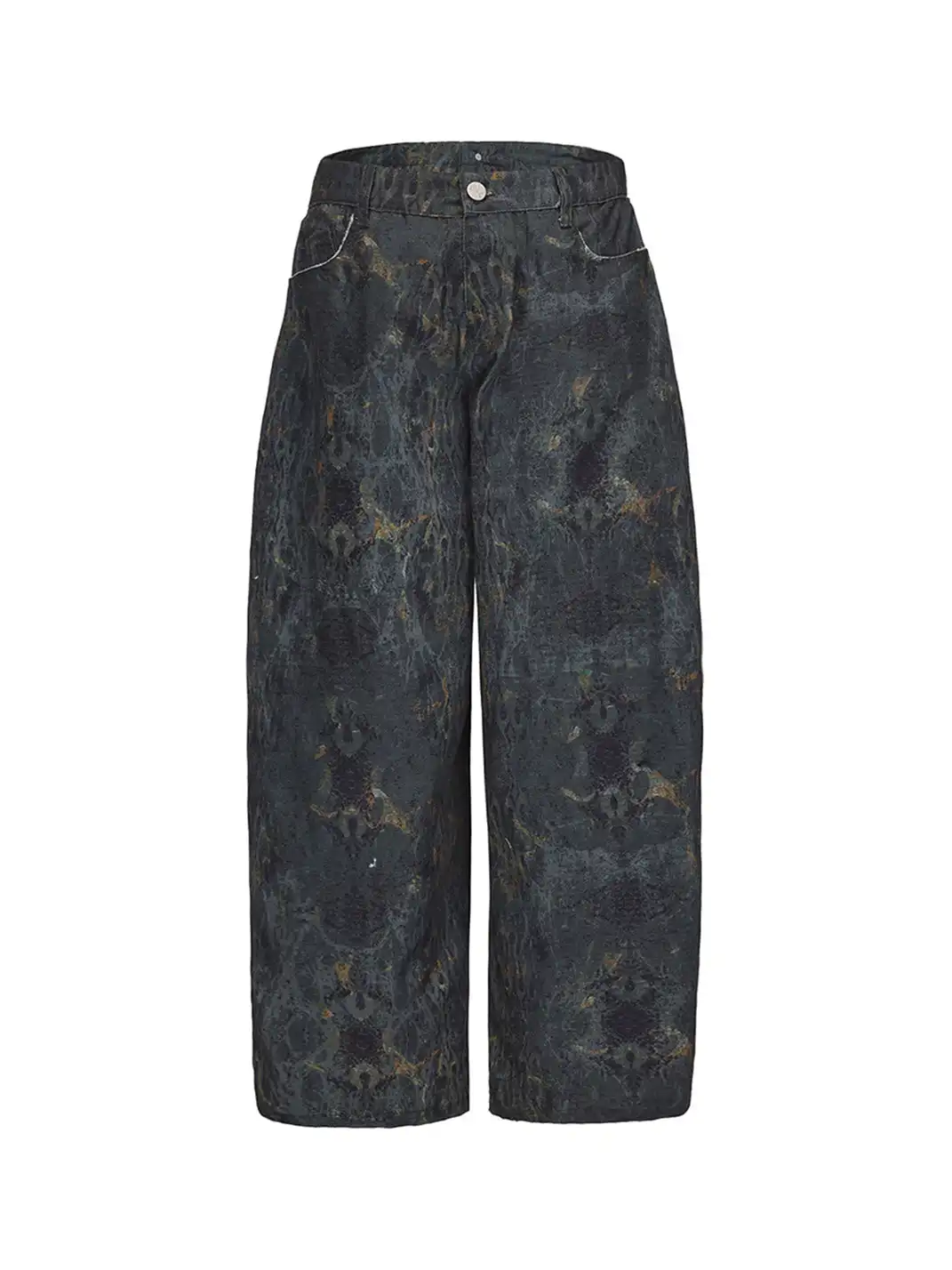 CYCYCY | Frayed And Mottled Flame Pattern Jeans