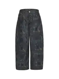 CYCYCY | Frayed And Mottled Flame Pattern Jeans