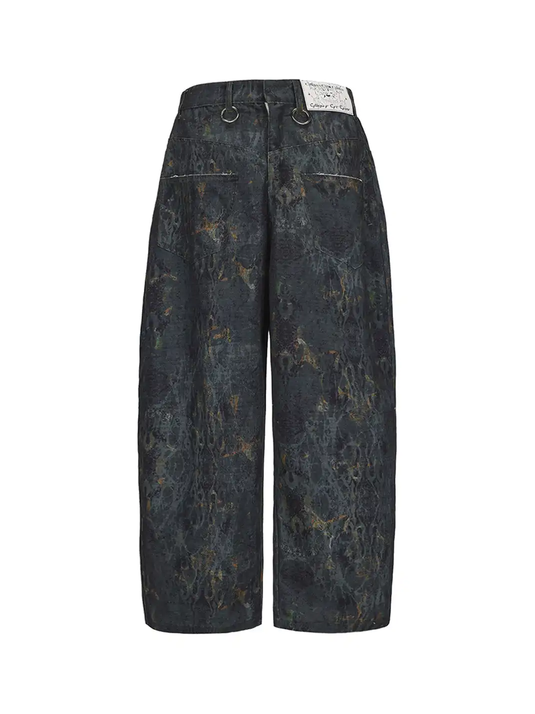 CYCYCY | Frayed And Mottled Flame Pattern Jeans