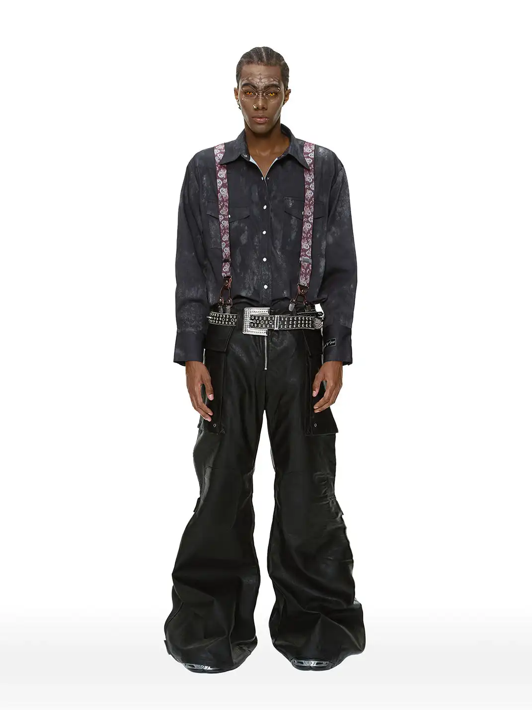 CYCYCY | Punk-Inspired Mottled Black Vine All-Over Shirt