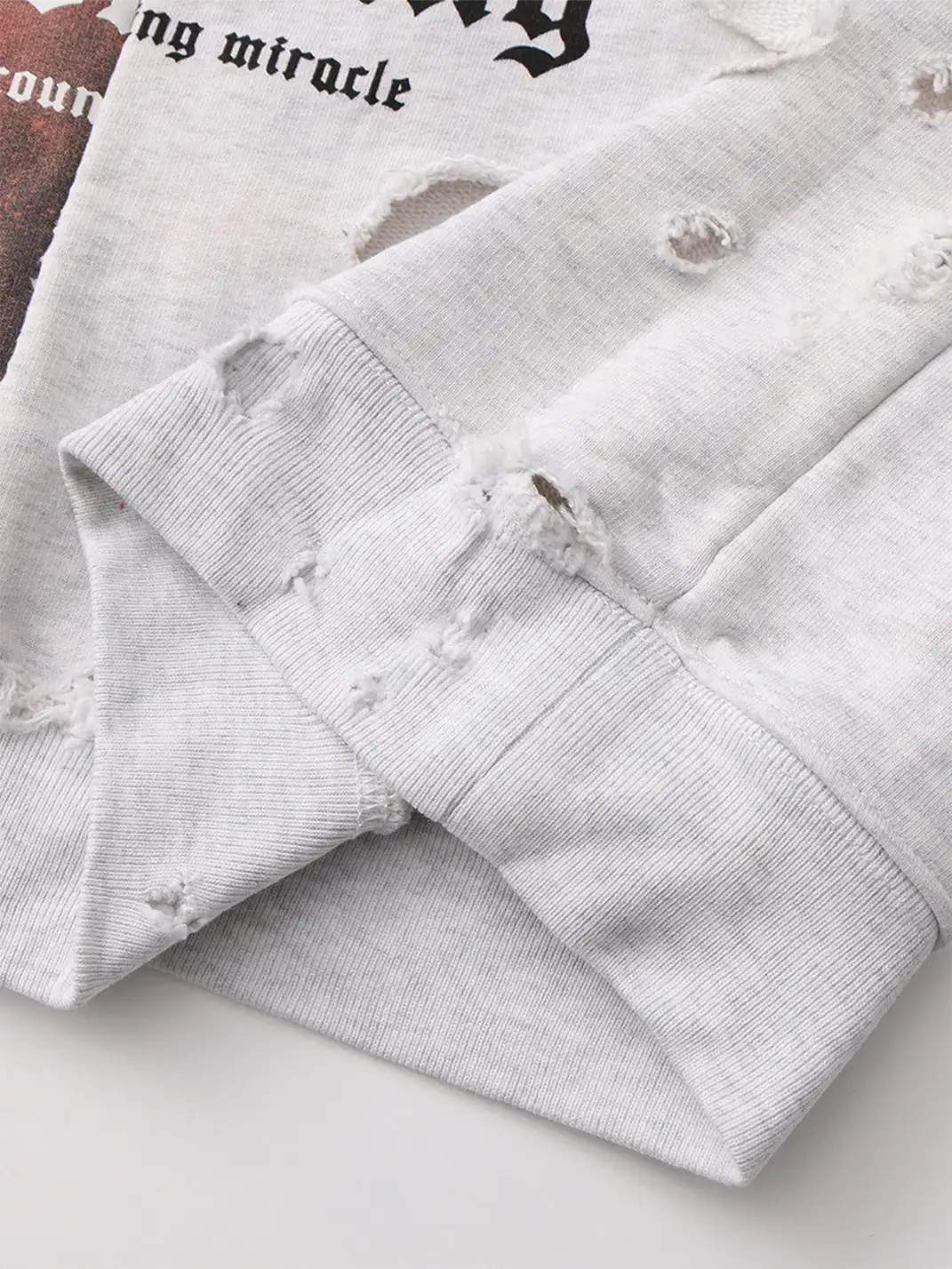 CYCYCY | Two-Tone Cutout Ripped Crew Neck Sweatshirt