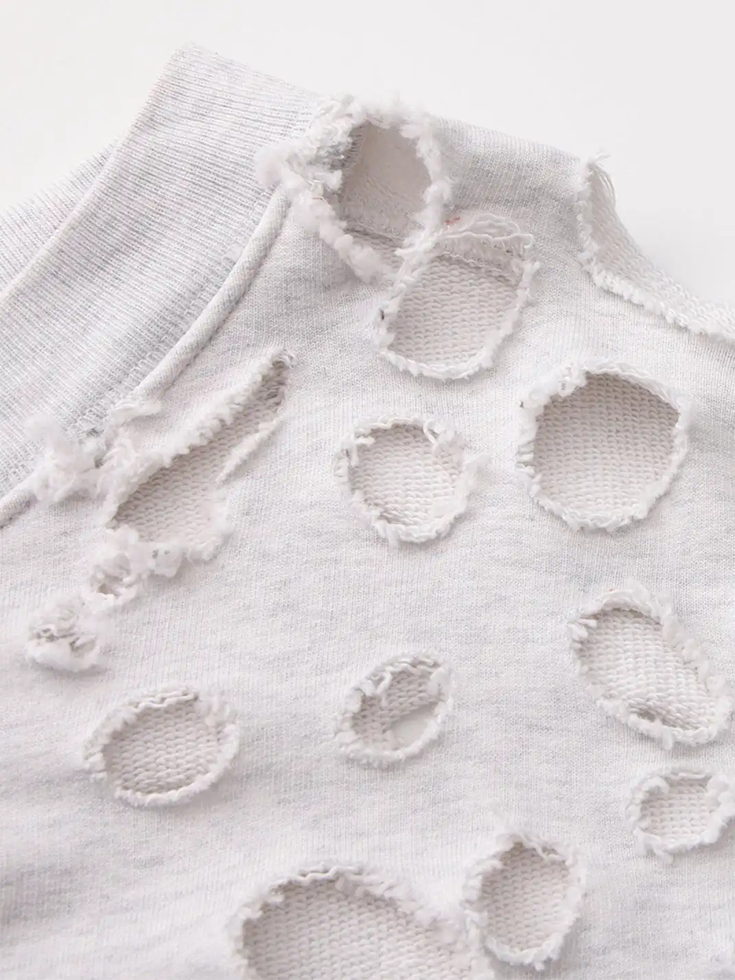 CYCYCY | Two-Tone Cutout Ripped Crew Neck Sweatshirt
