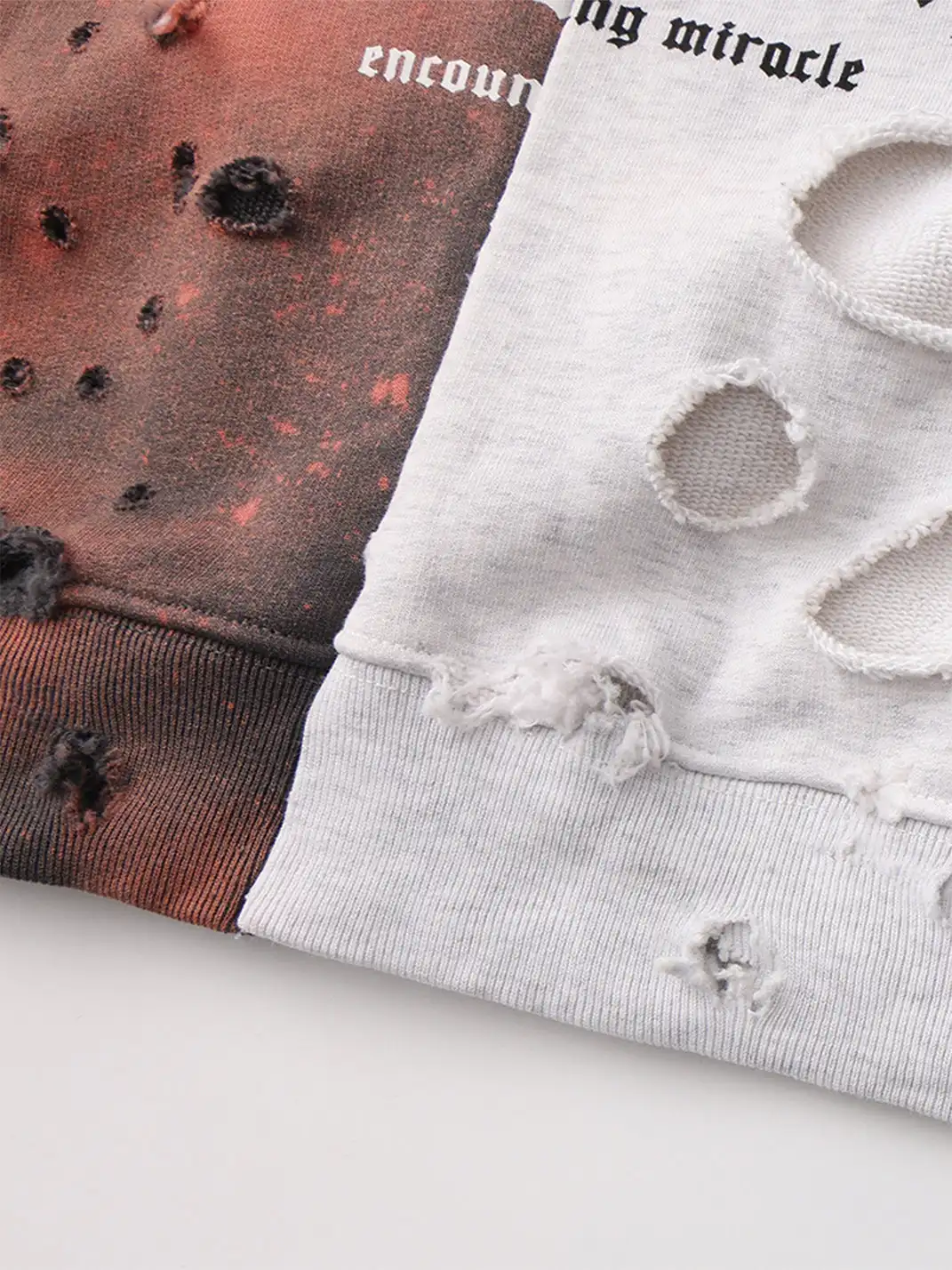 CYCYCY | Two-Tone Cutout Ripped Crew Neck Sweatshirt