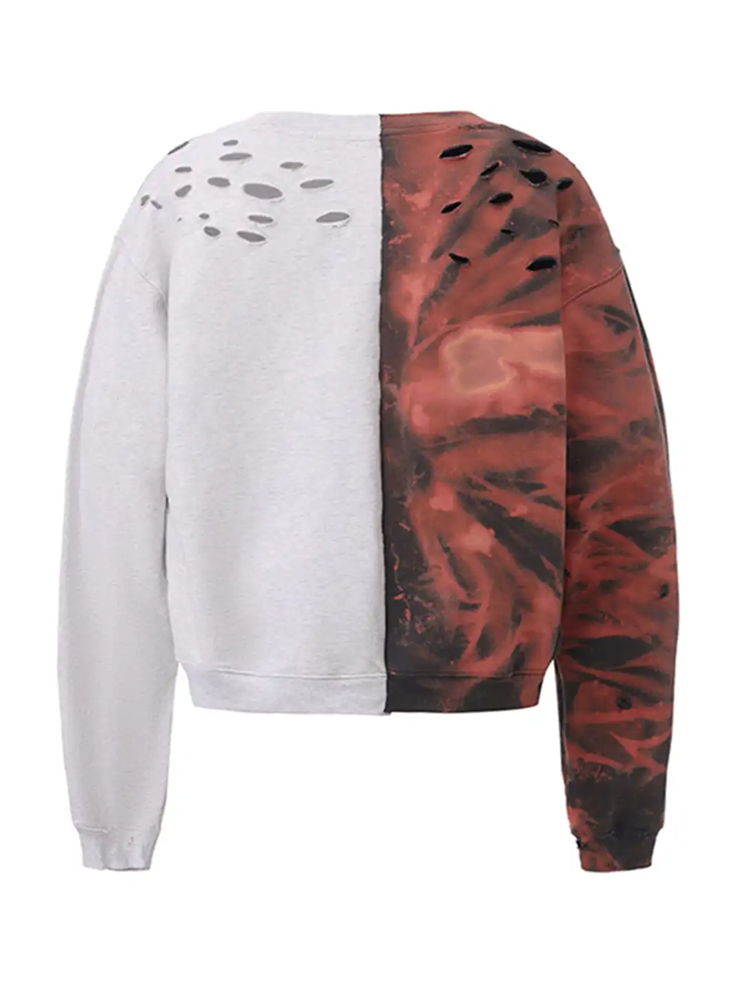 CYCYCY | Two-Tone Cutout Ripped Crew Neck Sweatshirt