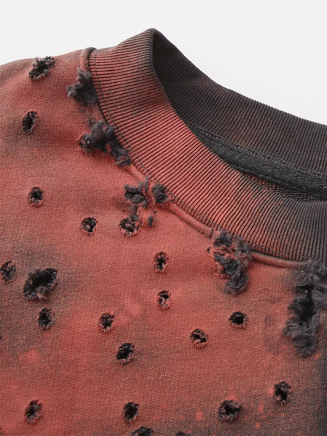 CYCYCY | Two-Tone Cutout Ripped Crew Neck Sweatshirt