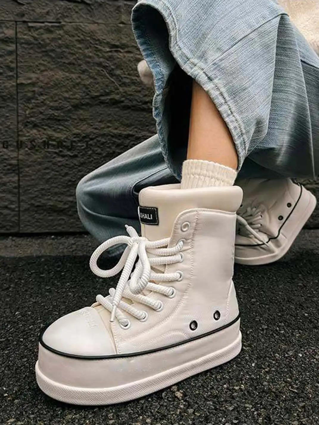 GSL | Shell Toe Platform Mid-Calf Boots-White