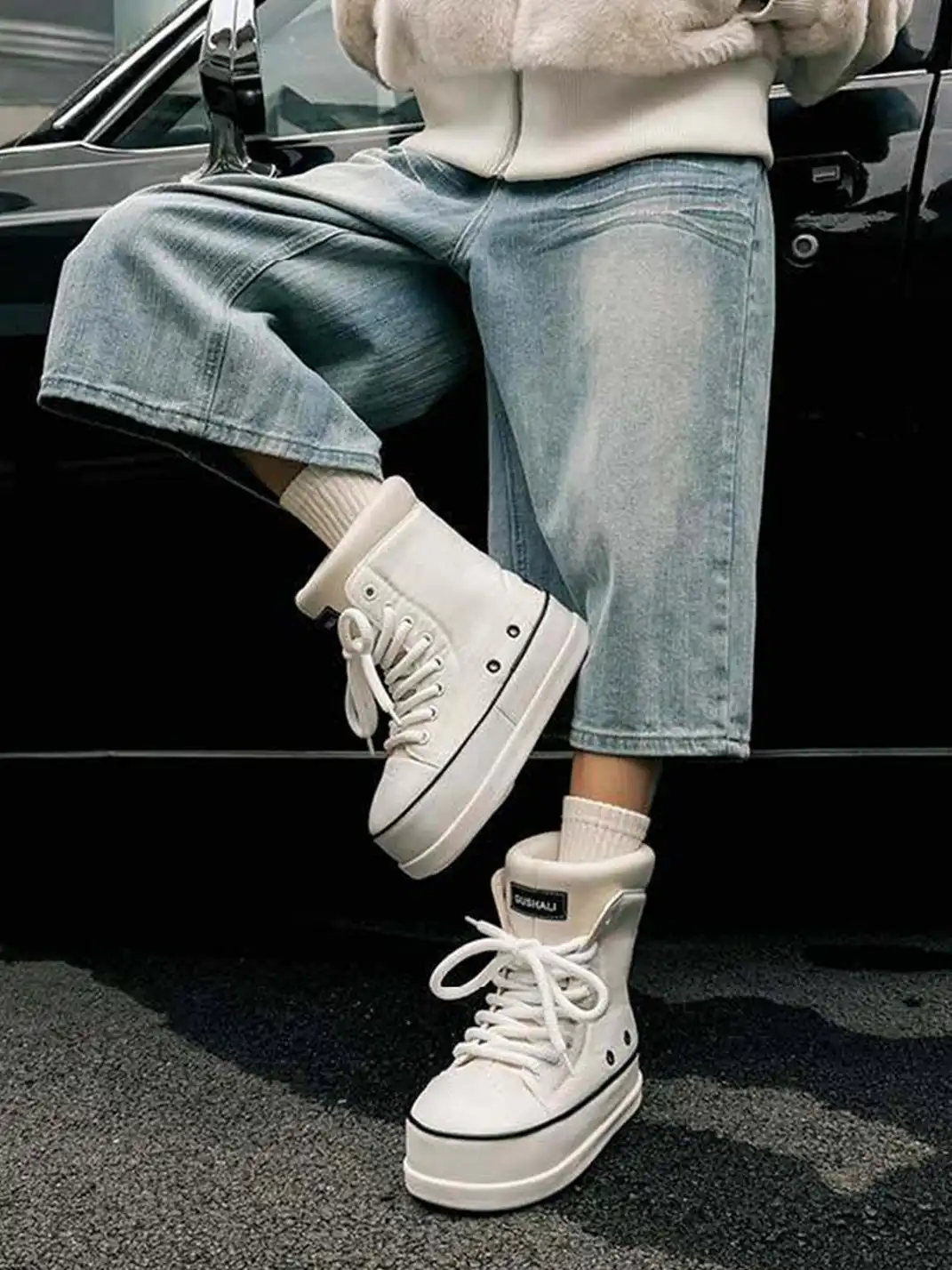 GSL | Shell Toe Platform Mid-Calf Boots-White